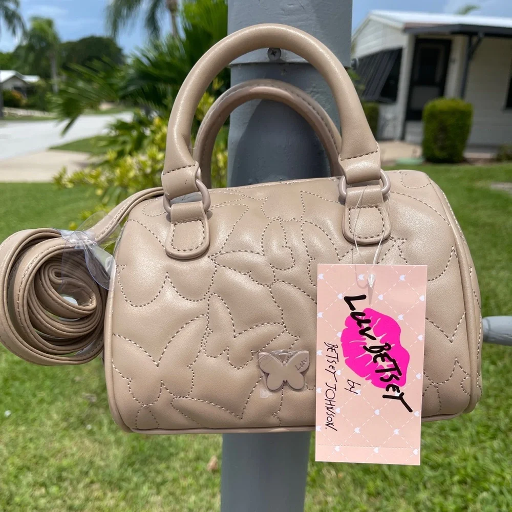 LUV BETSEY By BETSEY Harley Mini Barrel Crossbody In Taupe - Picture 7 of 14